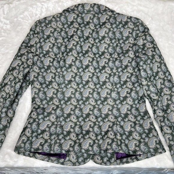 Dana Buchman Women's Green Paisley Single Breasted Blazer Jacket Size 6 - Picture 5 of 10